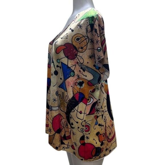 Vtg Sirelys Couture Top Womens 2XL Multicolor With Spanish Surreal Artwork Print - Picture 12 of 16